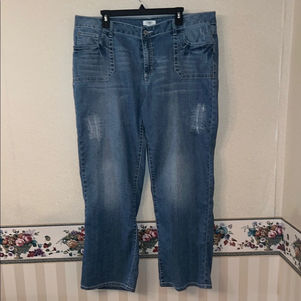 Cato Blue Straight Leg Jeans with Faded Distress